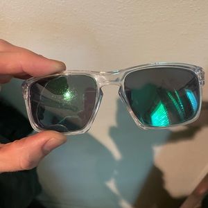 Oakley Sliver custom Sunglasses. Clear frames and green lenses